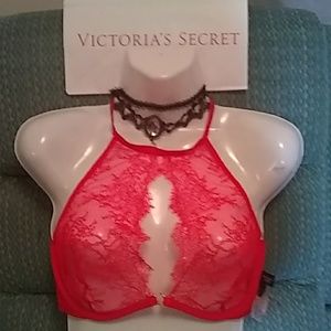 Nwt Victoria's secret halter bra lace red size 34D
